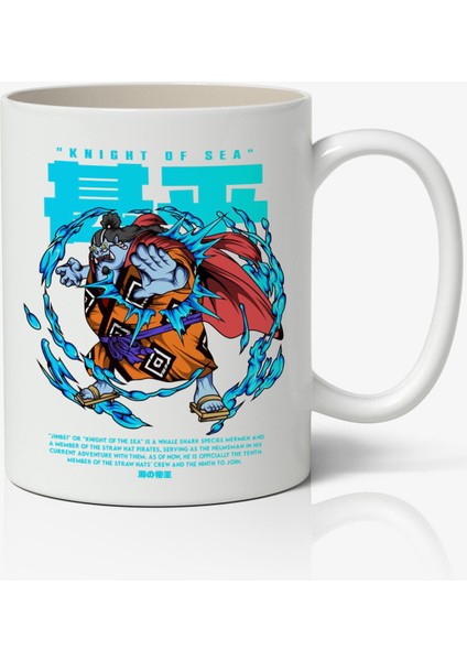 One Piece Jinbei Temalı Beyaz Kupa Bardak Arkadaşa Sevgiliye Hediye