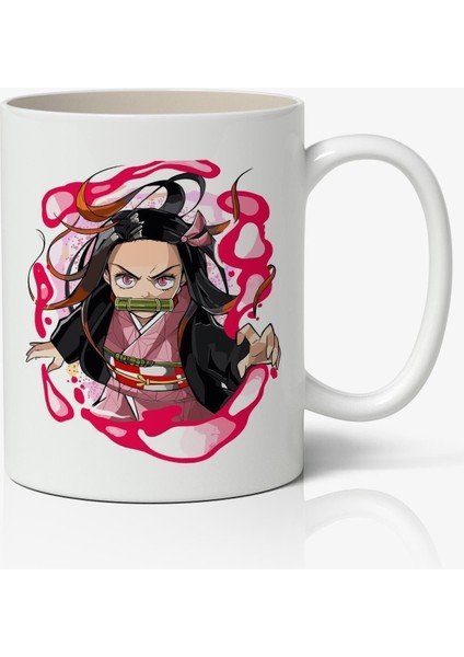Iblis Keser Demon Slayer Tanjiro Kamado Anime Temalı Beyaz Kupa Bardak Sevgiliye Arkadaşa Hediye