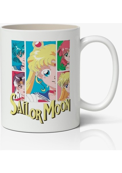 Sailor Moon Karakterler V1 Anime Baskılı Beyaz Kupa Bardak