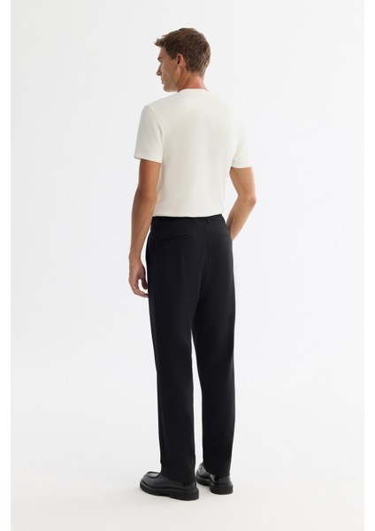 Erkek Siyah Klasik Bel Pliseli Elastan Baggy Fit Pantolon A42Y3064