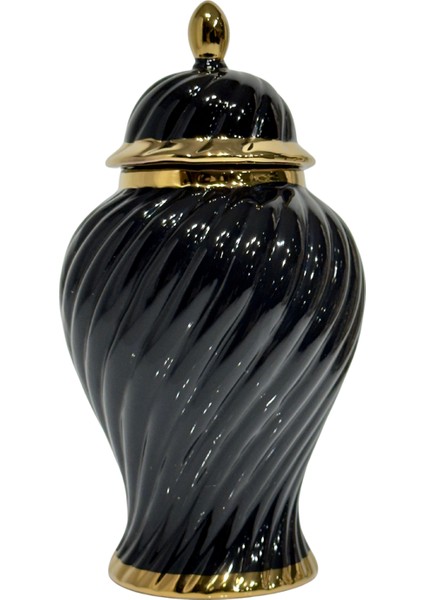 Seramik Halat Desen Küçük Küp Siyah