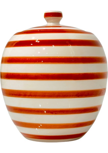 Turuncu Çizgili Mini Seramik Küp