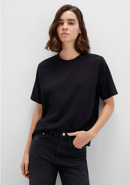 Siyah Basic Interlok Tişört 1613820-900