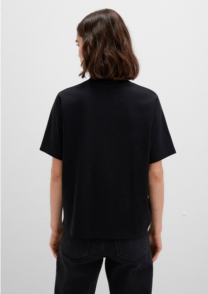 Siyah Basic Interlok Tişört 1613820-900 indirimleri