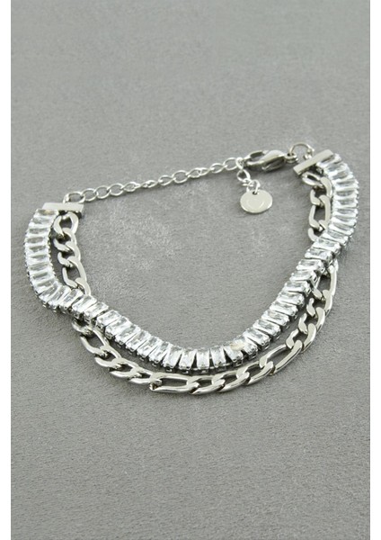 Baget Taşlı Lüks Çelik Bileklik