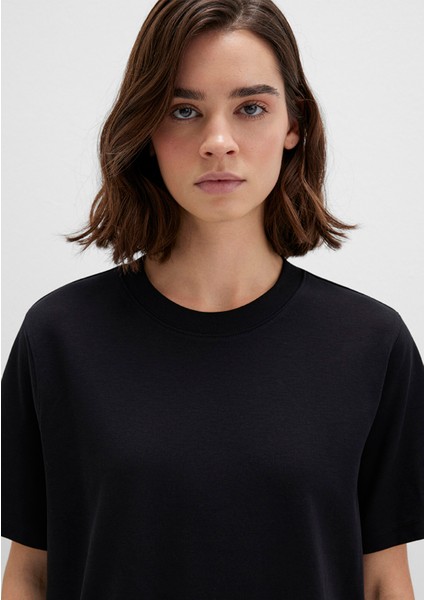 Siyah Basic Interlok Tişört 1613820-900