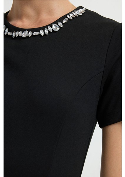 Kadınyakası Taşlı Elbise Siyah 12445844000 fiyatları