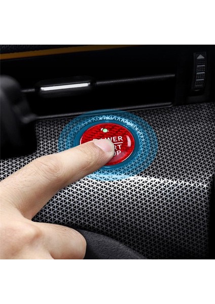 Araba Start Stop Motor Düğmesi Gerçek Karbon Fiber Sticker Basma Düğme Kapağı Ford Mustang Için Mach-E 2021 2022 (Siyah) (Yurt Dışından)