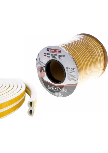 Kapı ve Pencere Fitil Bandı Beyaz 50 mt Top Bay-Tec MK0822