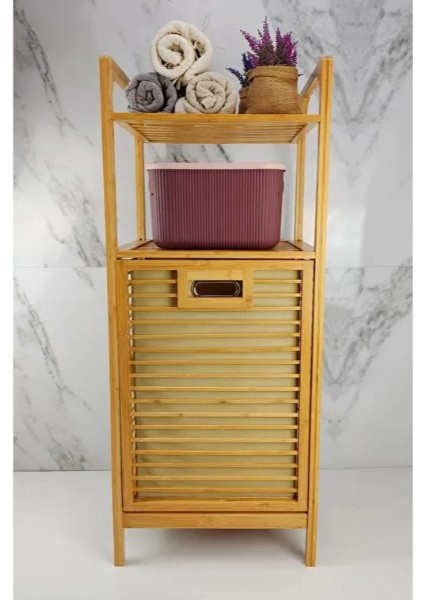 2 Organizer Raflı Ahşap Bambu Çek-Aç Kirli Sepeti modelleri