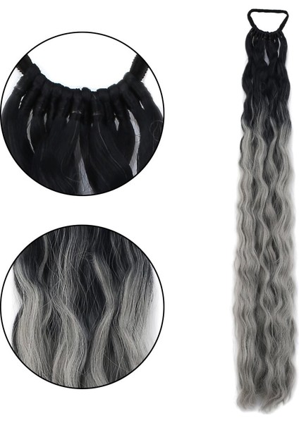 Lastik Tokalı At Kuyruğu Kabarık Afro Dalgalı / Siyah / Gri Ombre fiyatları