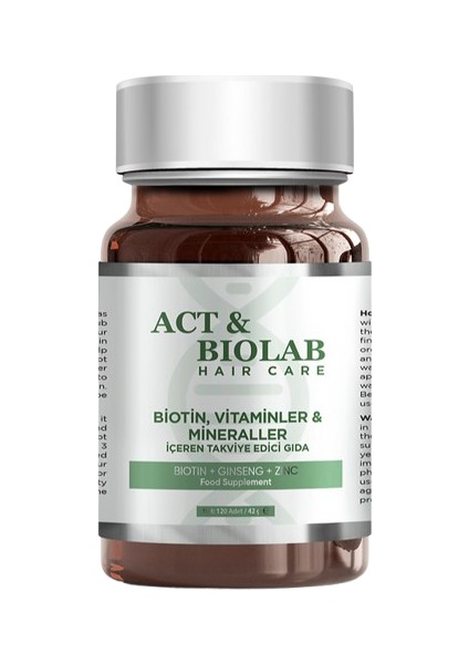 Biotin + Ginseng + Zinc | 120 Tablet | Saç Güçlendirici Gıda Takviyesi