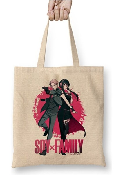 Spy x Family Mr And Mrs Forger Bez Çanta Uzun Saplı Alışveriş Çantası Plaj Çantası