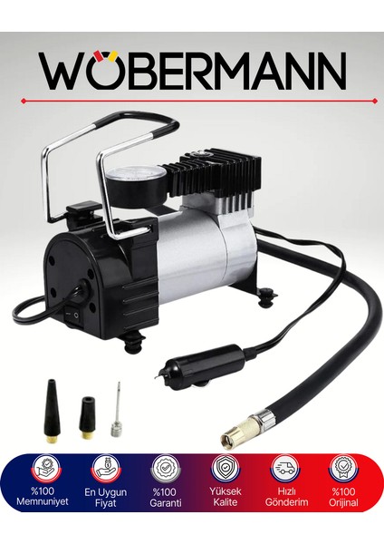 150 Psı Metal Gövdeli Hava Kompresörü | Taşınabilir Oto Lastik Şişirme Pompası | 12V Çakmak Girişli