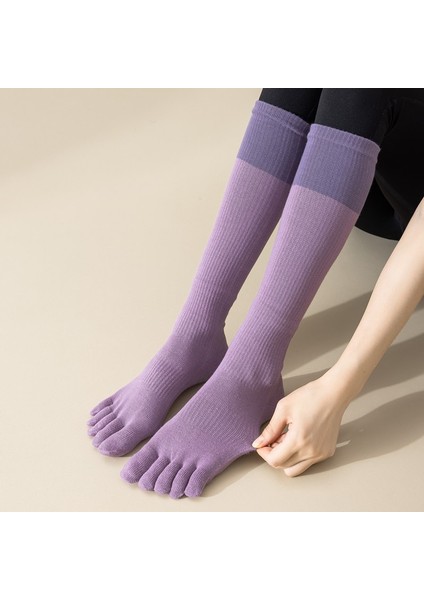 Düz Renk Yoga Çorabı, Profesyonel Kaymaz Spor Beş Parmaklı Çorap, Orta Boy Zemin Atesi Için Sonbahar-Kış Parmaklı Orta Boy Çorap (Yurt Dışından)