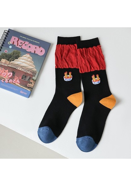 Pamuklu Orta Boy Patik Patates Kızartması Sevimli Karikatür Çirkin Sevimli Çorap (Yurt Dışından)