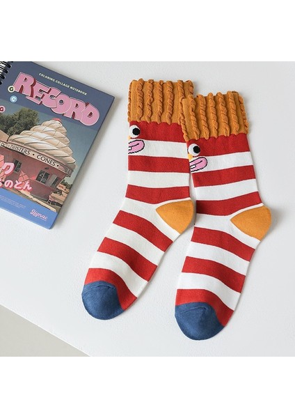 Pamuklu Orta Boy Patik Patates Kızartması Sevimli Karikatür Çirkin Sevimli Çorap (Yurt Dışından)