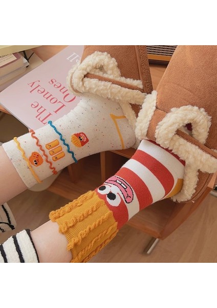 Pamuklu Orta Boy Patik Patates Kızartması Sevimli Karikatür Çirkin Sevimli Çorap (Yurt Dışından) modelleri