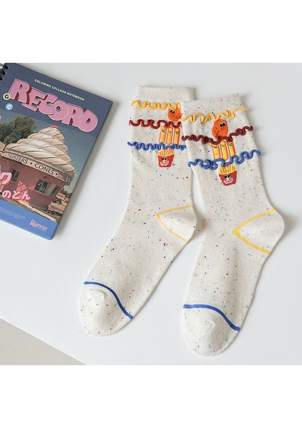 Pamuklu Orta Boy Patik Patates Kızartması Sevimli Karikatür Çirkin Sevimli Çorap (Yurt Dışından)