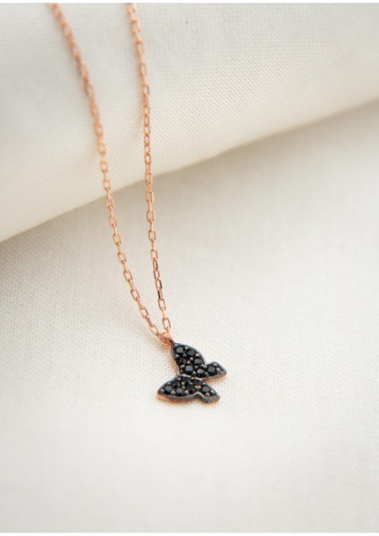 925 Ayar Papatya Silver Doğum Taşlı Mini Kelebek Kolye.kişiye Özel Kelebek Kolye.rose.gold.rodaj modelleri