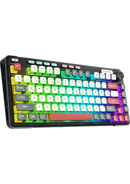 Eira Transparan Hot Swap 2.4G + BT Wireless RGB Gasket Oil Switch Türkçe Q Pudding PBT Keycaps Mekanik Klavye