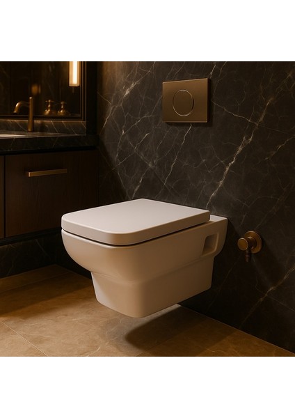 Plaza Beyaz Kanallı Asma Klozet PLZ1710, Nkp Sedef Yavaş Kapak