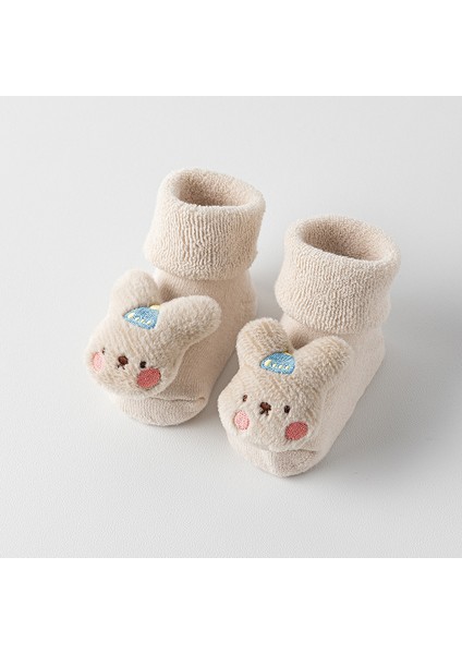 Doğmuş Çocuk 0-1-3 Yaş Pamuklu Sonbahar/kış Karışımlı, Yünlü, Kalın Isıtıcı Havlu Kumaşlı Orta Boy Zemin Çorabı (Yurt Dışından)