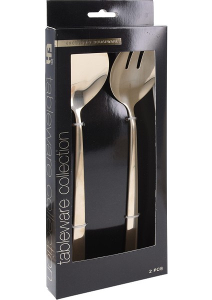 Altın Servis Gereçleri Salata Servis Seti 2li