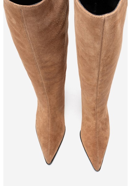 Sıora Toprak Süet Hakiki Deri Kadın Kısa Topuklu Çizme fırsatları