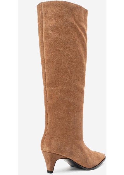 Sıora Toprak Süet Hakiki Deri Kadın Kısa Topuklu Çizme