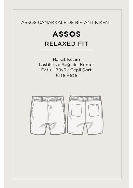 Erkek Siyah Beli Lastikli %100 Keten Relaxed Fit Şort B003732