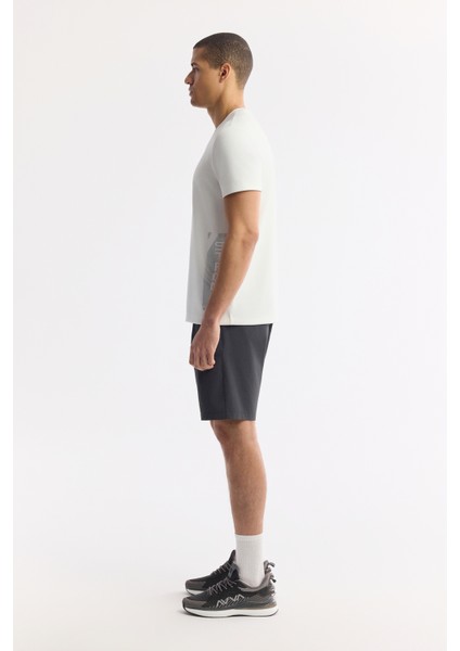 Erkek Beyaz Bisiklet Yaka Baskılı Bi-Stretch İnterlok Regular Fit T-Shirt A51Y1136