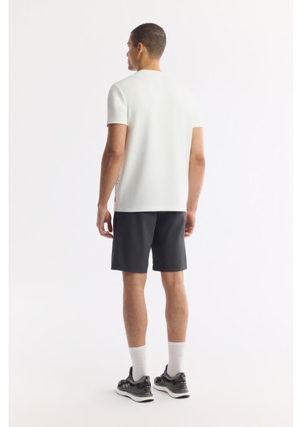 Erkek Beyaz Bisiklet Yaka Baskılı Bi-Stretch İnterlok Regular Fit T-Shirt A51Y1136