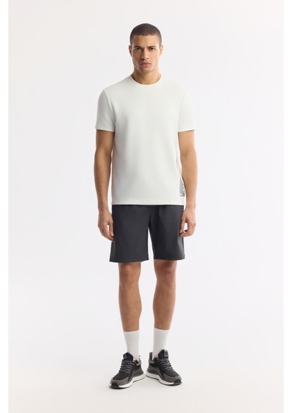 Erkek Beyaz Bisiklet Yaka Baskılı Bi-Stretch İnterlok Regular Fit T-Shirt A51Y1136