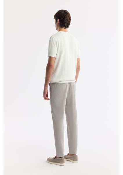 Erkek Ekru Bisiklet Yaka Triko Regular Fit T-Shirt A51Y5023