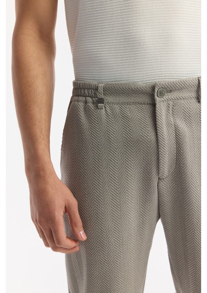 Erkek Gri Yan Cepli Beli Lastikli Bi-Stretch Comfort Slim Fit Pantolon A51Y3211