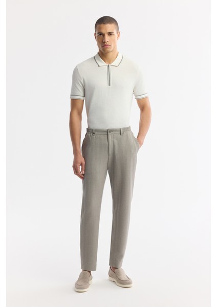 Erkek Gri Yan Cepli Beli Lastikli Bi-Stretch Comfort Slim Fit Pantolon A51Y3211