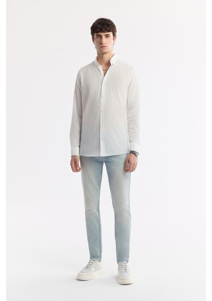 Erkek Beyaz Düğmeli Yaka %100 Pamuk Regular Fit Gömlek A51Y2206