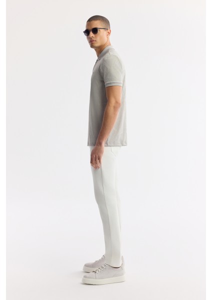 Erkek Gri Polo Yaka Jakarlı Elastan Regular Fit T-Shirt A51Y1059
