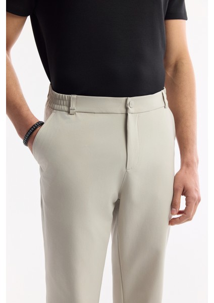 Erkek Taş Beli Lastikli Bi-Stretch Teknik Kumaş Slim Fit Pantolon A51Y3077