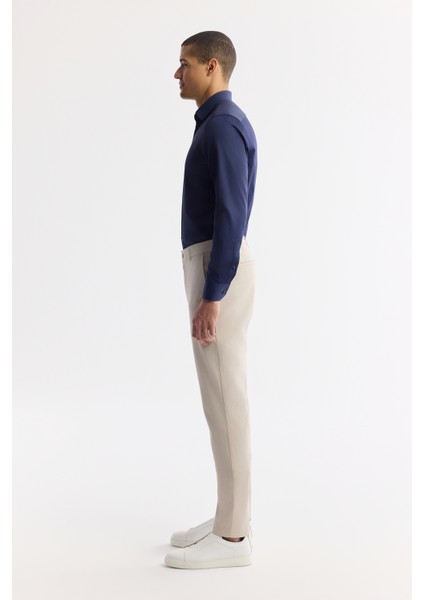 Erkek Bej Klasik Bel Pamuklu Slim Fit Chino Pantolon A51Y3078