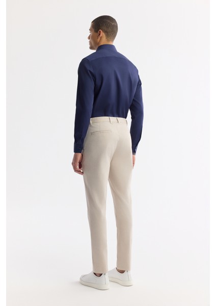Erkek Bej Klasik Bel Pamuklu Slim Fit Chino Pantolon A51Y3078