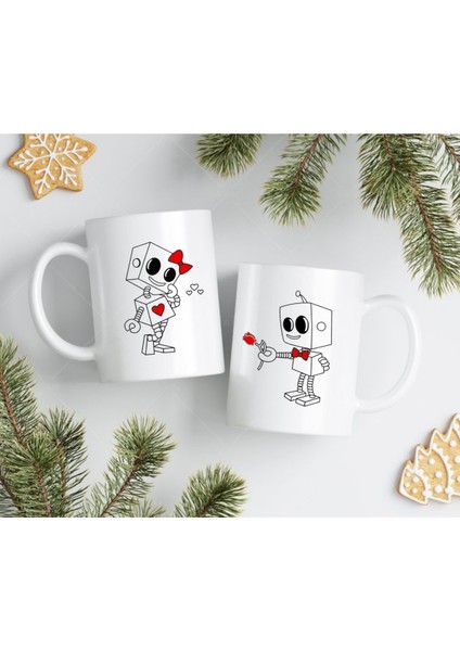 Kopya - Sevgili Kupaları Çift Kupaları 2'li Set Tatlı Kupalar Beyaz Kupa Sevgiliye Hediye