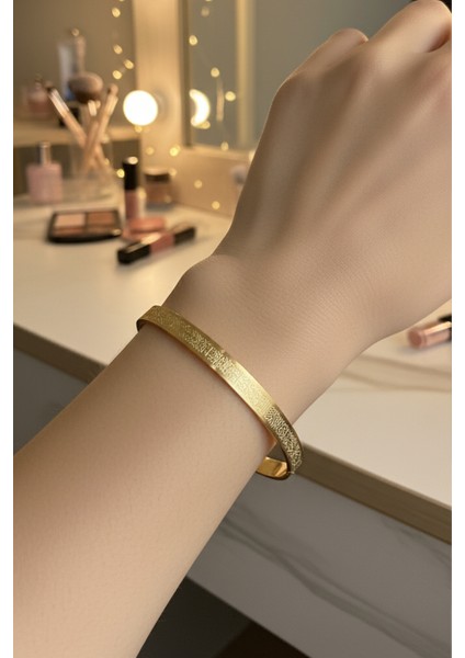 Ayetel Kürsi Bileklik Gold Paslanmaz Çelik Ayarlanabilir Bileklik fırsatları
