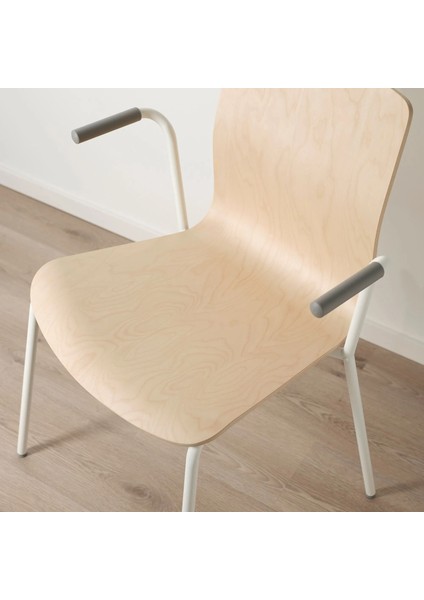 Laktare Çalışma Sandalyesi Huş Kaplama Beyaz