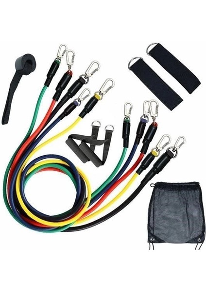 11 Parça Lateks Egzersiz Bandı Çekme Halatı Egzersiz Seti indirimleri