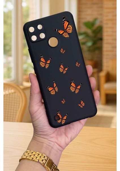 Realme C21Y ve C25Y -Kelebek Desenli Silikon Darbe Emici Klasik Korumalı Rubber Kılıf