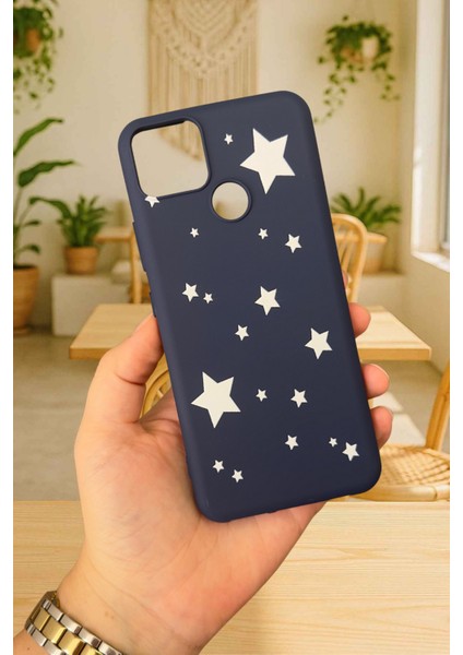 Realme C25 - Mini Yıldız Desenli Silikon Darbe Emici Klasik Korumalı Rubber Kılıf
