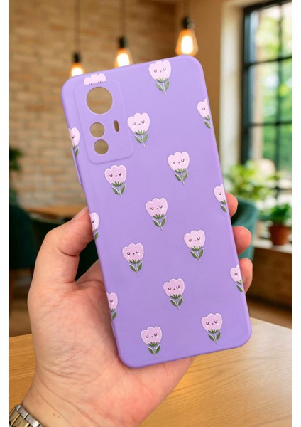 Redmi Note 12S - Mini Lale Desenli Silikon Darbe Emici Klasik Korumalı Rubber Kılıf