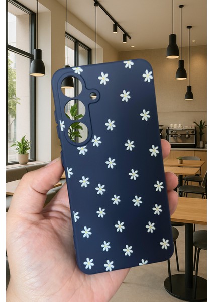 Samsung Galaxy A15 - Mini Papatya Desenli Silikon Darbe Emici Klasik Korumalı Rubber Kılıf